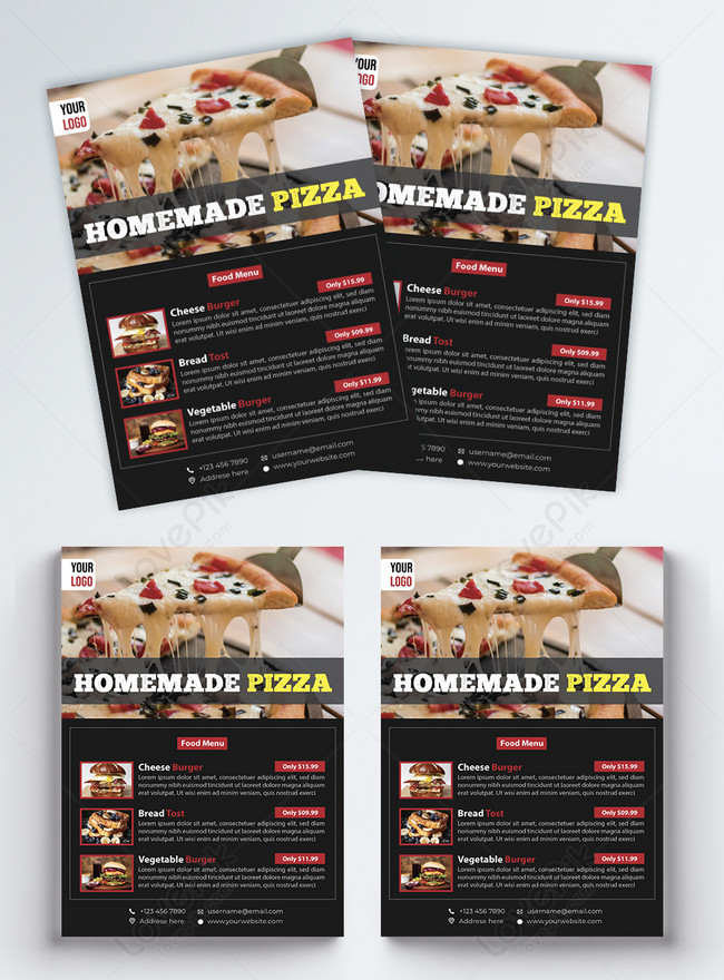 Home Made Pizza Flyer Template, discount menu, flyer menu, food menu