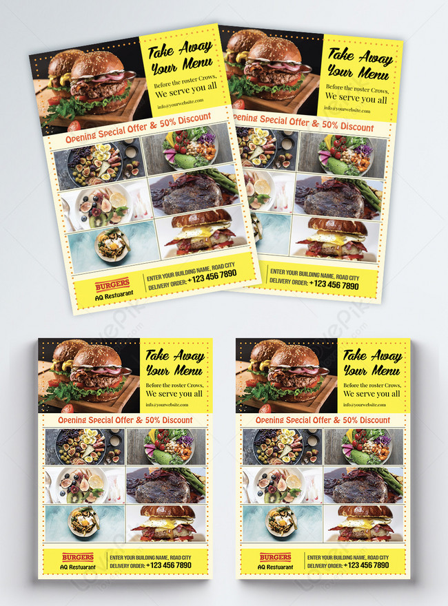 Fast Food Restaurant Menu Template, burger menu, fast food menu, fast food menu design