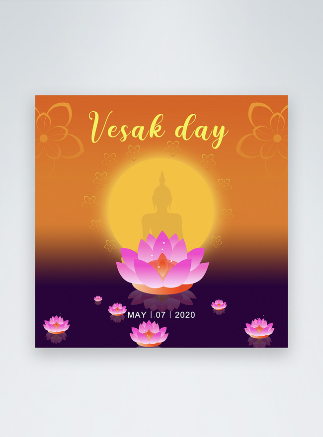 Vesak Day Facebook Post Template, ads banner templates, religious holiday templates, visakha bucha day