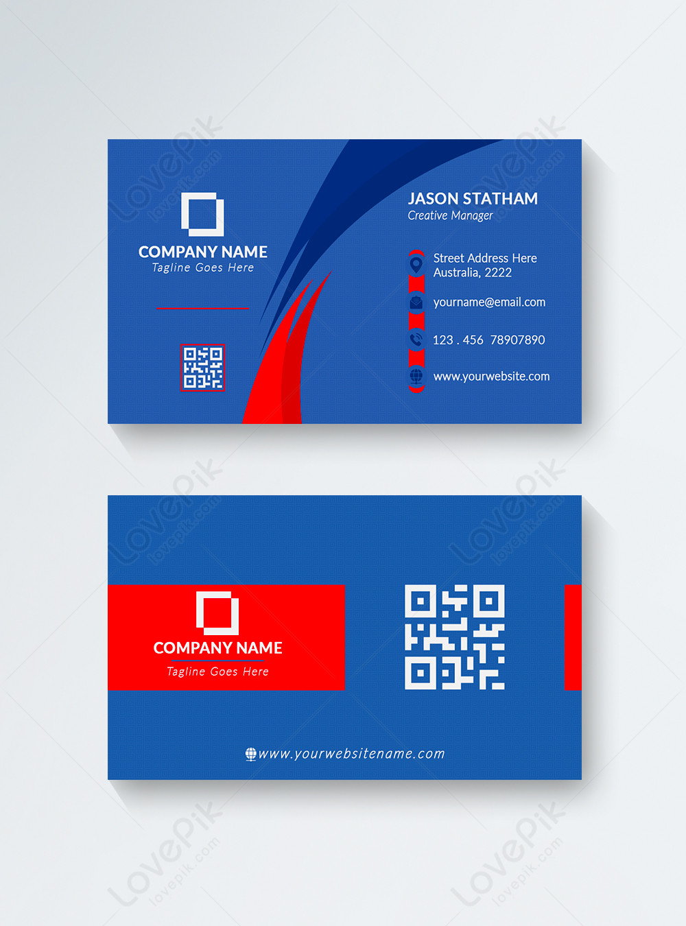 light blue elegant business card psd template