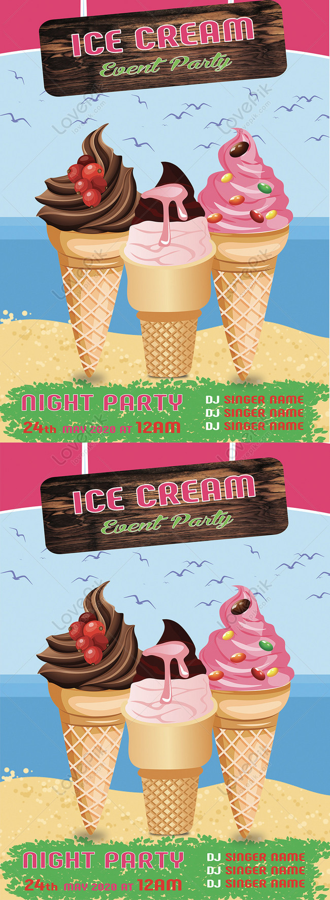 Hot summer beach ice cream and drinks party flyer template Within Ice Cream Party Flyer Template