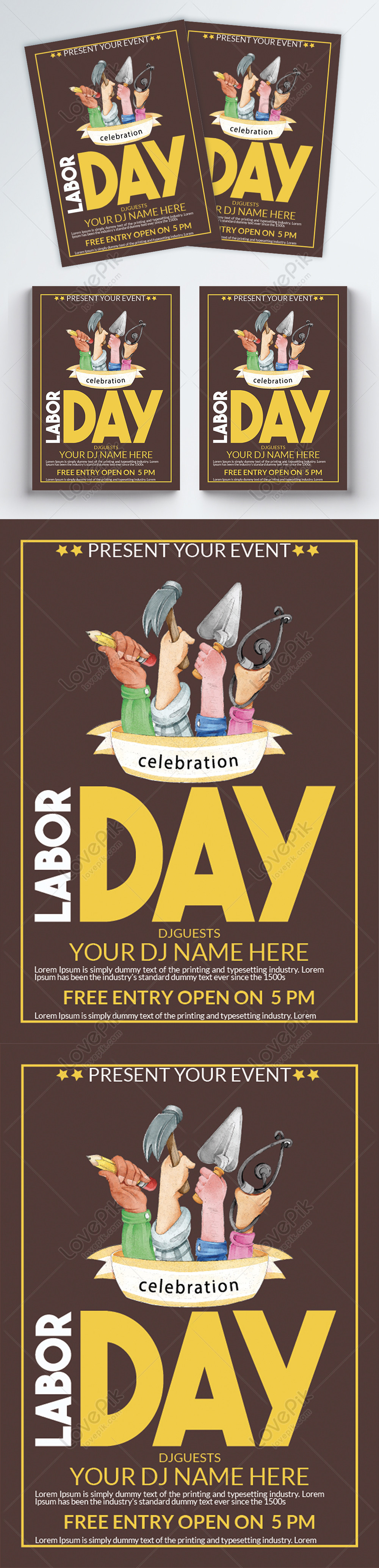 Labor day celebration dj party event flyer template image_picture free ...