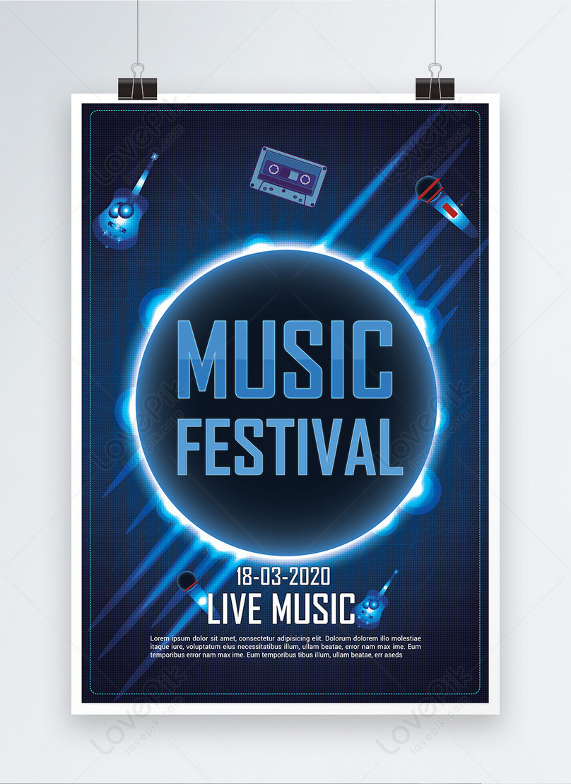 Creative blue music festival poster template image_picture free download  