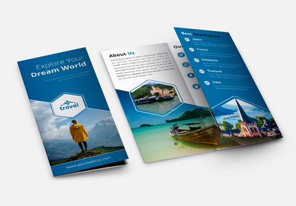 Travel and Tourism agency trifold brochure, travel,  trifold,  three folds template