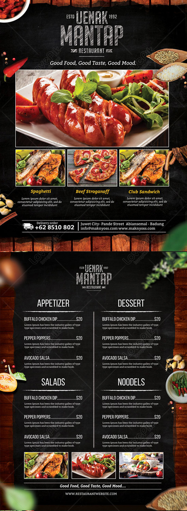 Wood background restaurant menu template image_picture free download  