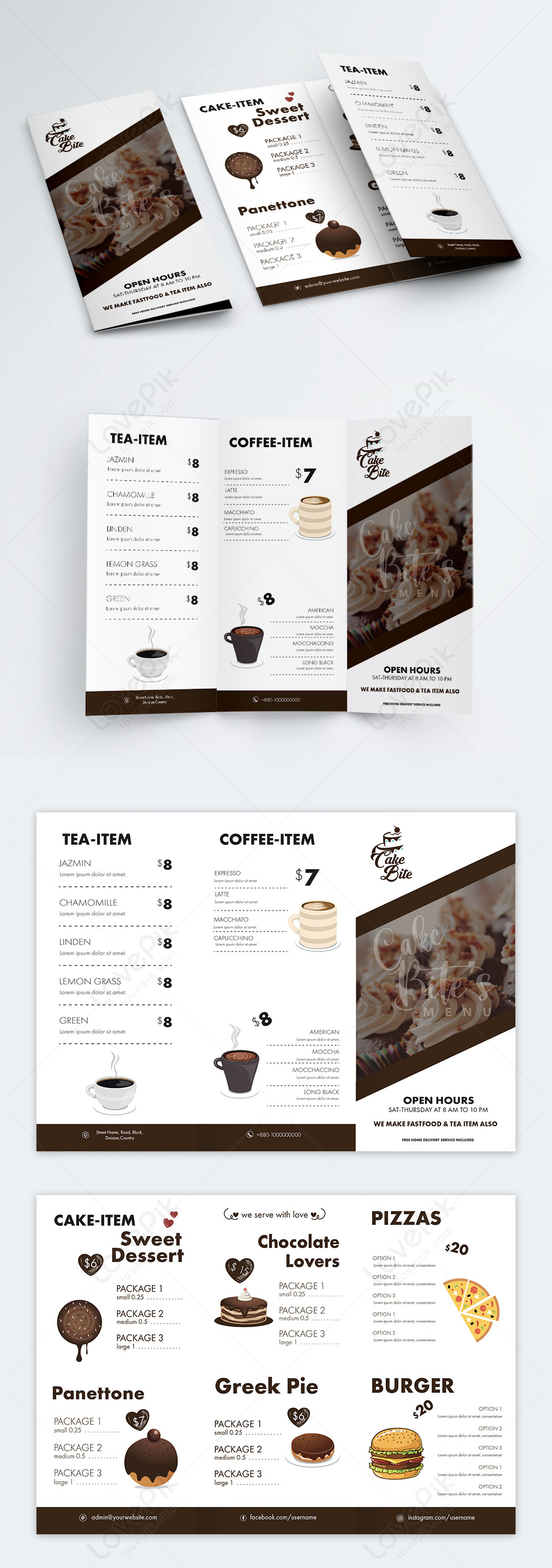 High quality restaurant food tri-fold brochure menu template image ...