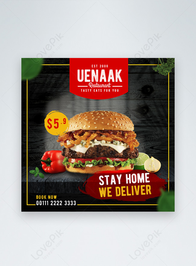 Food delivery services social media post template image_picture free  download 450010974_