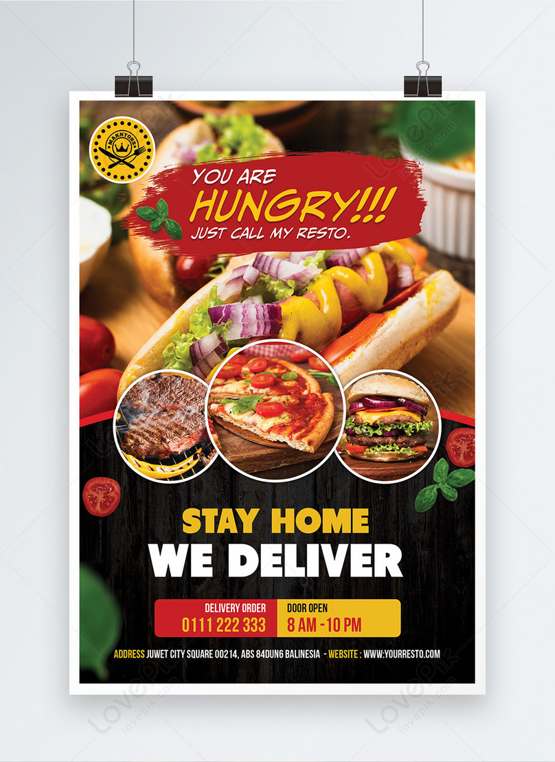Modern food delivery service poster template image_picture free Regarding Delivery Flyer Template
