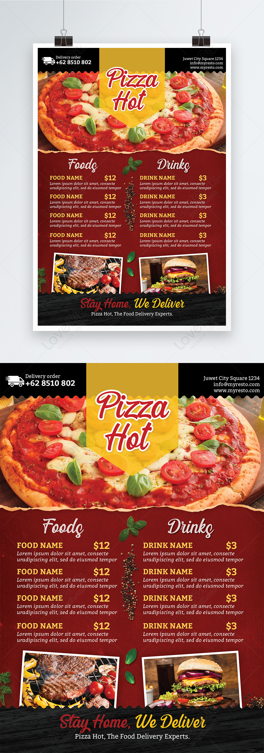 Ted pizza restaurant menu poster template image_picture free download ...