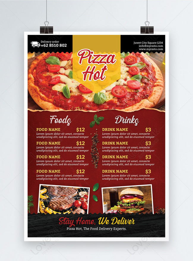 Template Poster Menu Restoran Pizza Ted Untuk Diunduh Gratis - Lovepik