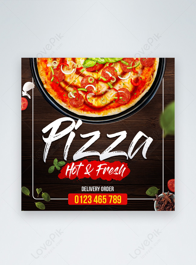 PSD Pizza Social Media Editável Pizzaria Modelo Post Photoshop