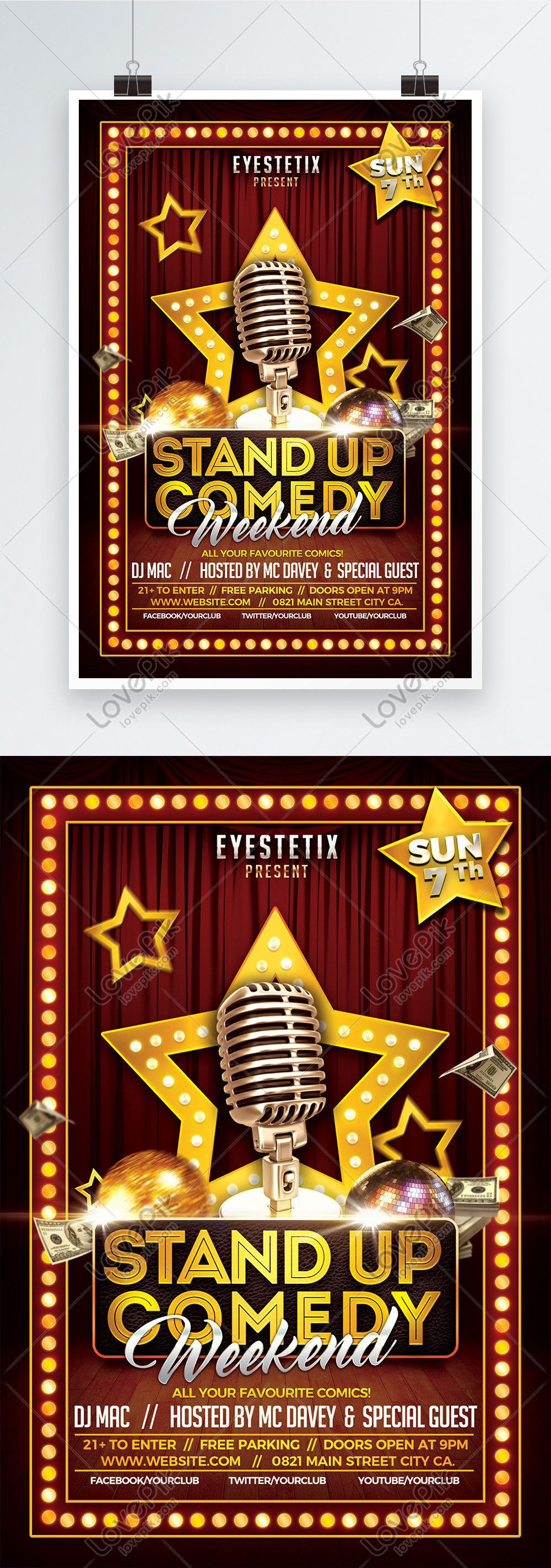 Stand up comedy weekend event poster template image