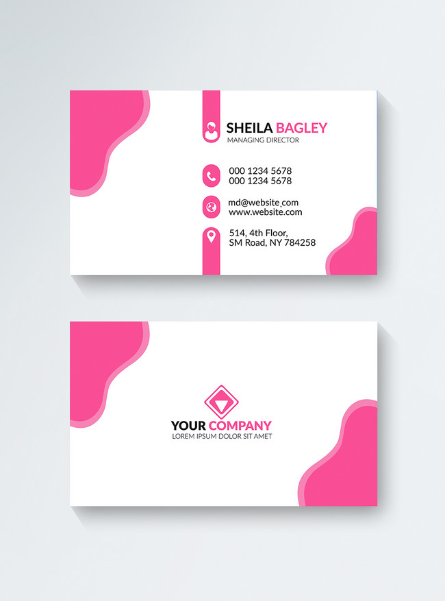 White And Pink Business Card Template, pink business card, name card business card, brand business card