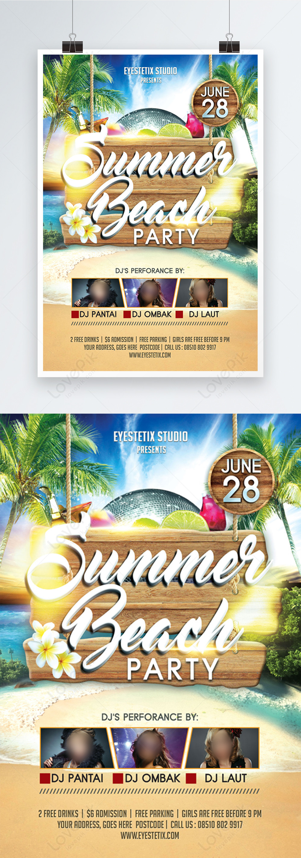 Summer beach party poster template image_picture free download ...