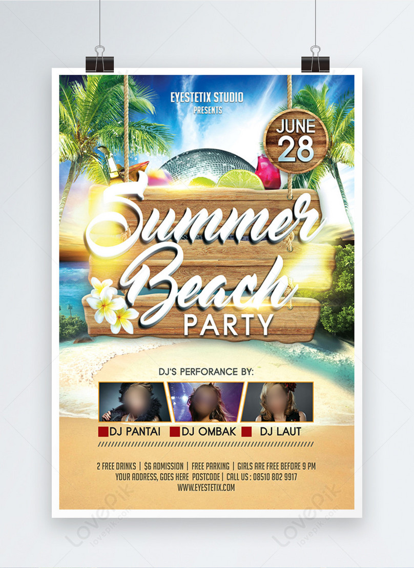 Summer beach party poster template image_picture free download  