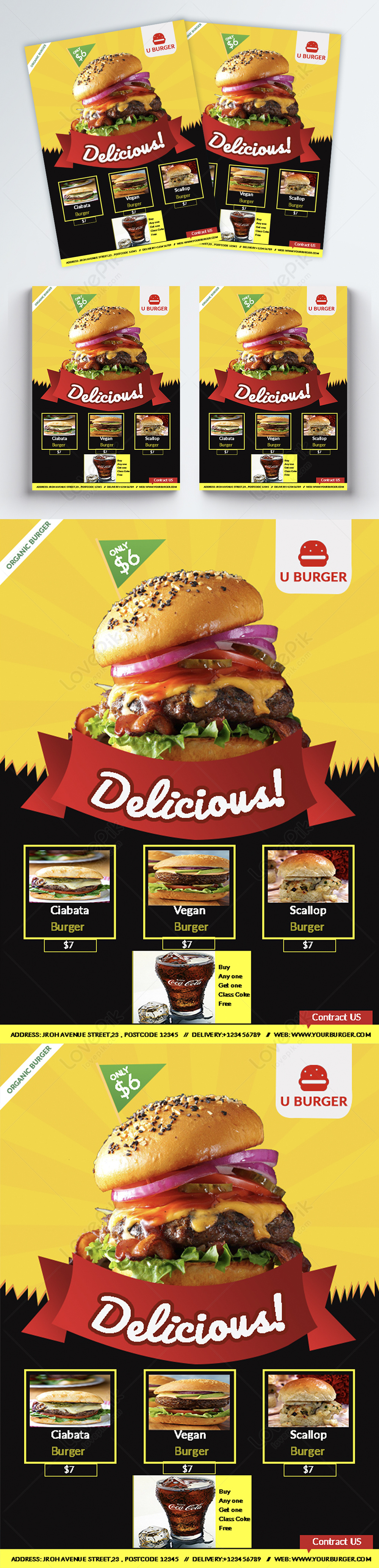 Template Flyer Promosi Burger Lezat Untuk Diunduh Gratis Lovepik 