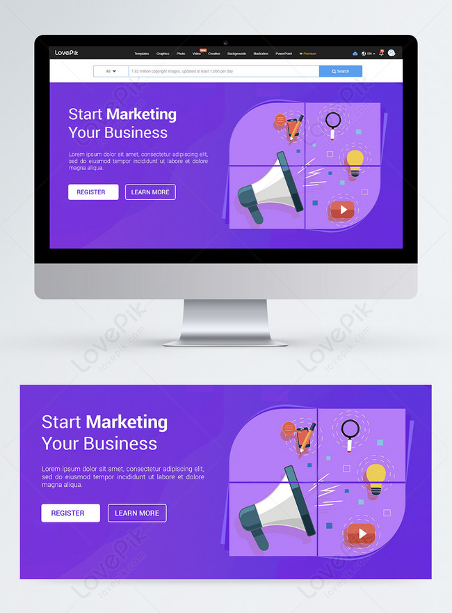 Business Marketing Company Web Banner Template, marketing banner design, application banner design, web banner banner design