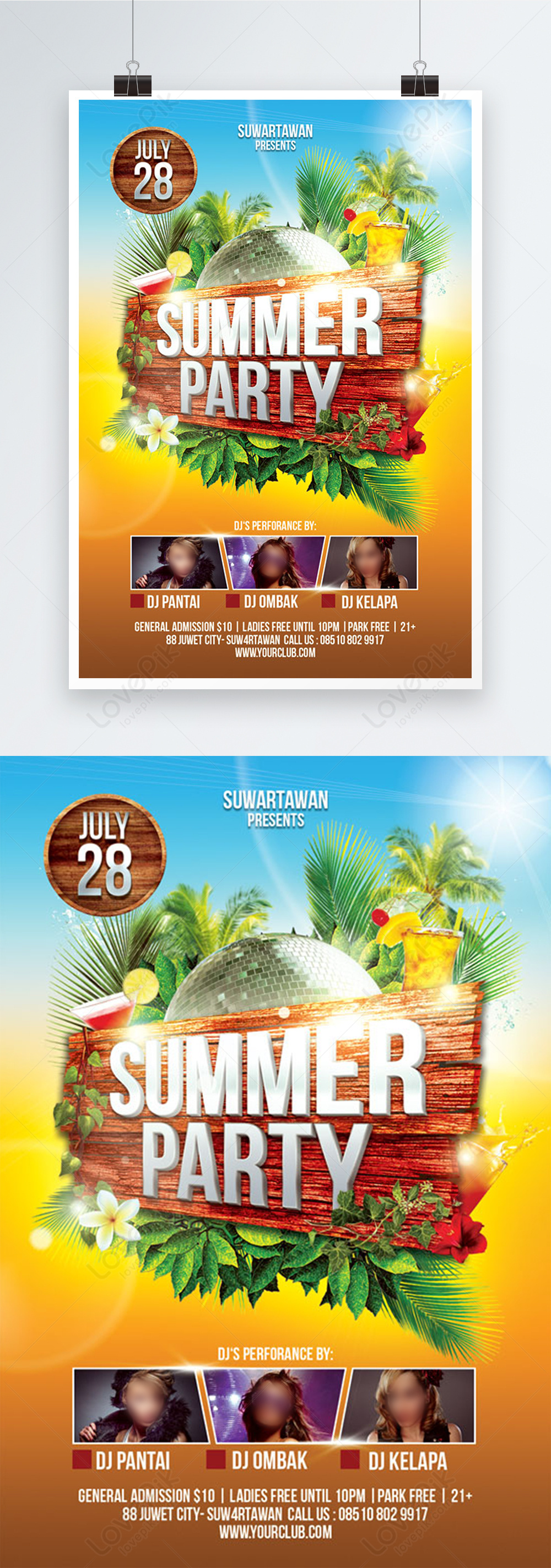 Colorful summer party poster template image_picture free download ...