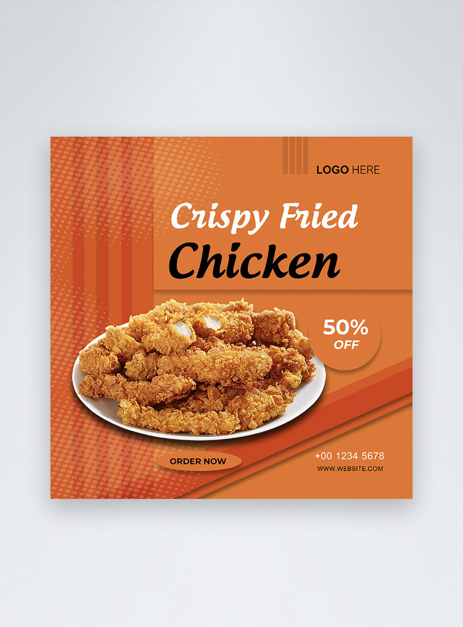 Crispy fried chicken social media post template image_picture free