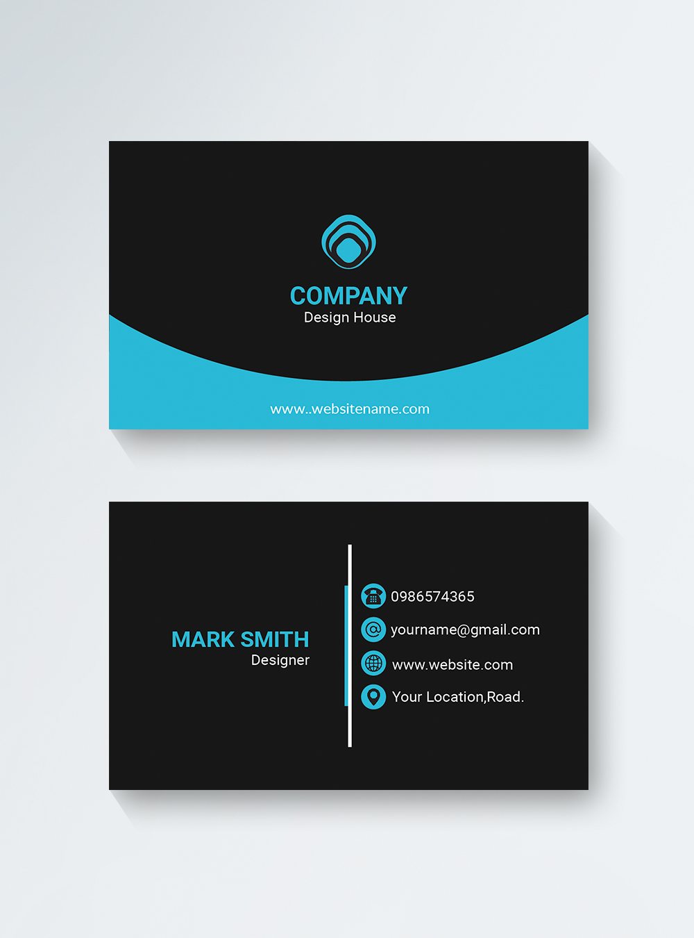 Black and blue company business card template image_picture free ...