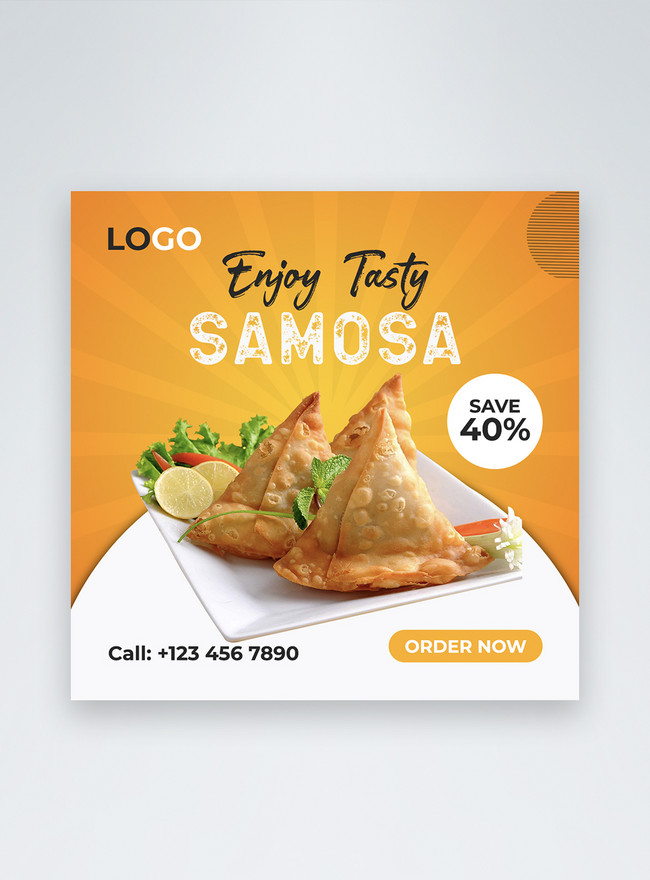 Enjoy tasty samosa food social media post template image_picture free ...