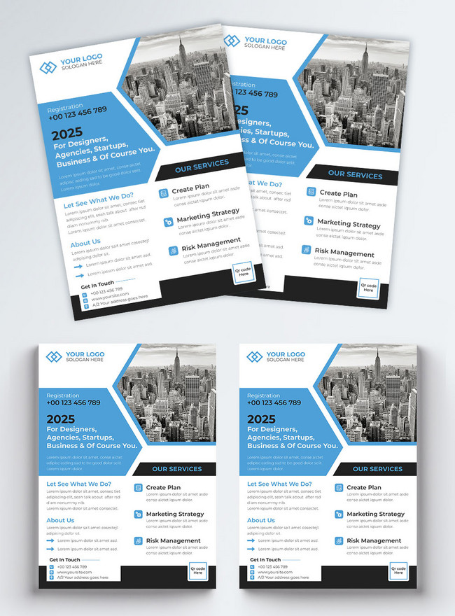 Blue and white modern business conference flyer template image_picture ...