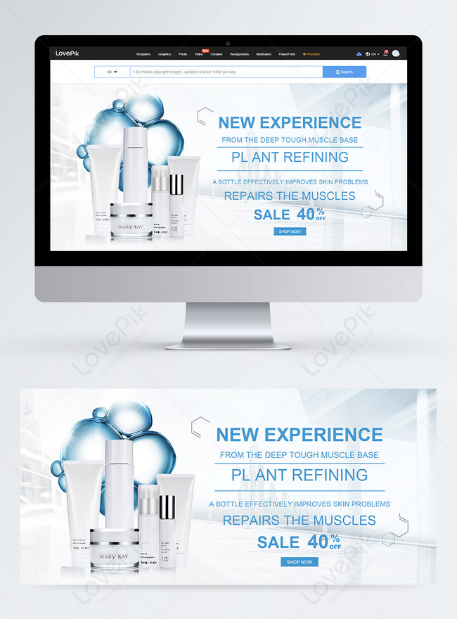 Whitening skin care set web banner template image picture free