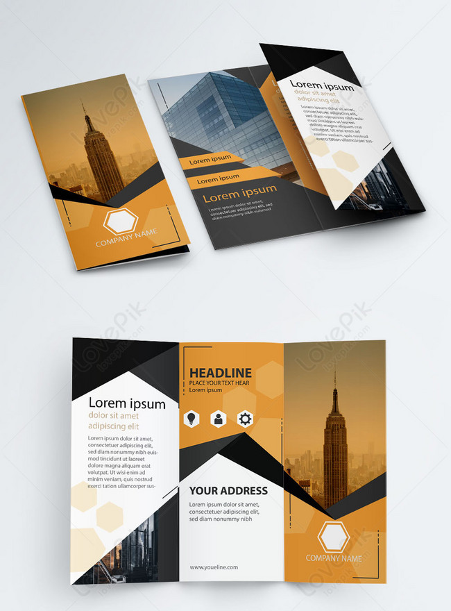 Orange and black modern corporate trifold brochure template image ...