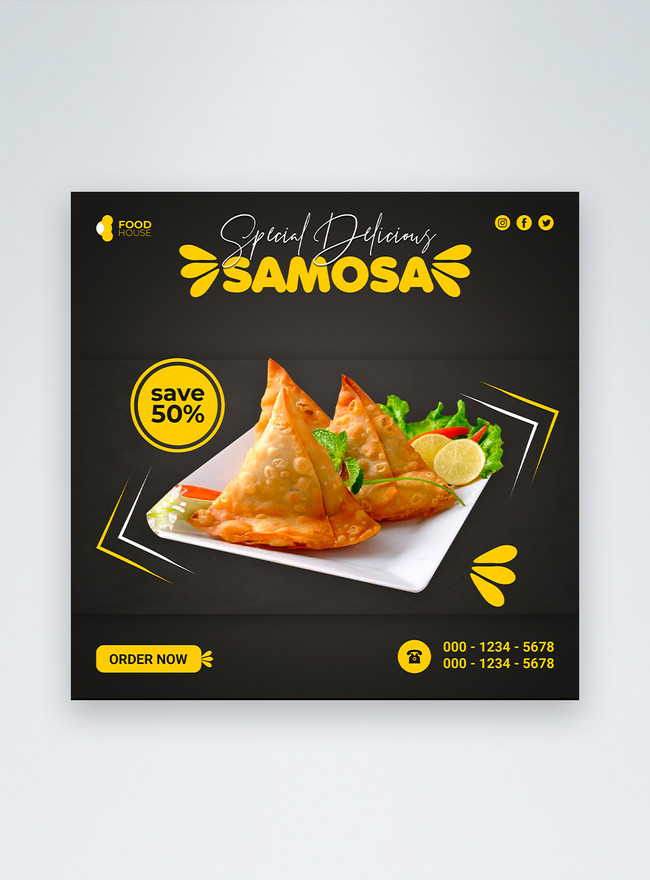 Restaurant samosa discount social media post template image_picture ...