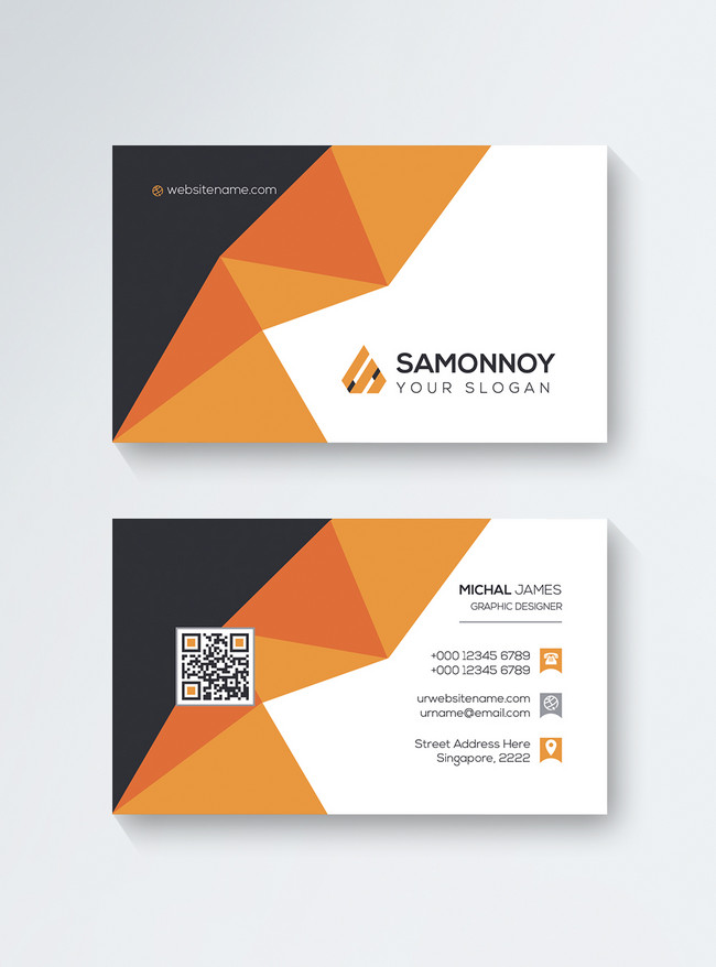 Free Elegant Orange and Black Business Card Template – GraphicsFamily