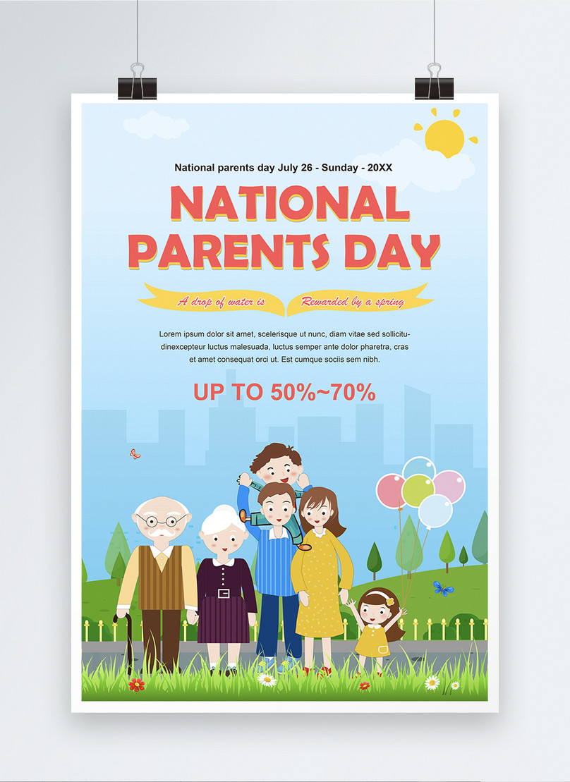 Cartoon cute national parents day poster template image_picture Inside Parent Flyer Templates