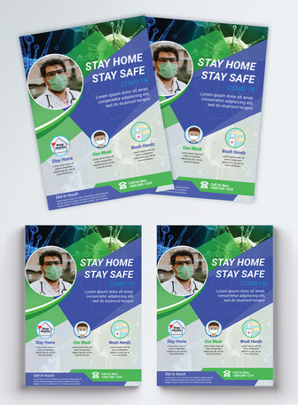 professional stay safe medical Flyer , Medical, Covid-19,  Corona template