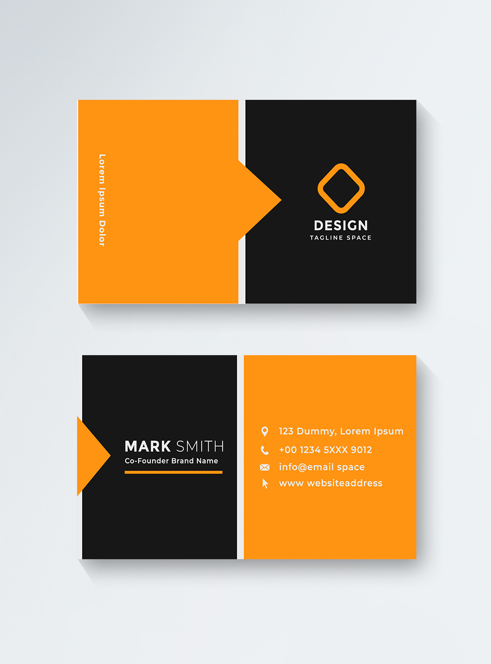 Orange and black modern business card template image_picture free ...