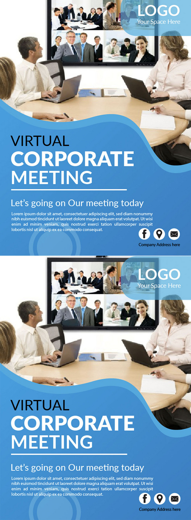 Blue modern virtual corporate meeting flyer template image_picture Regarding Meeting Flyer Template