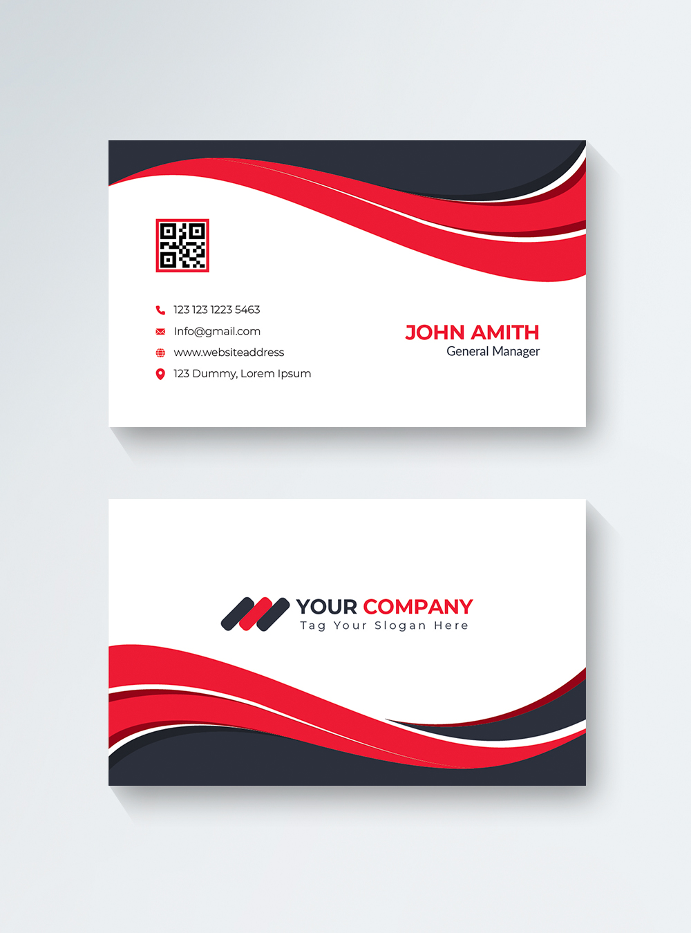 Wavy red and black business card template image_picture free download ...