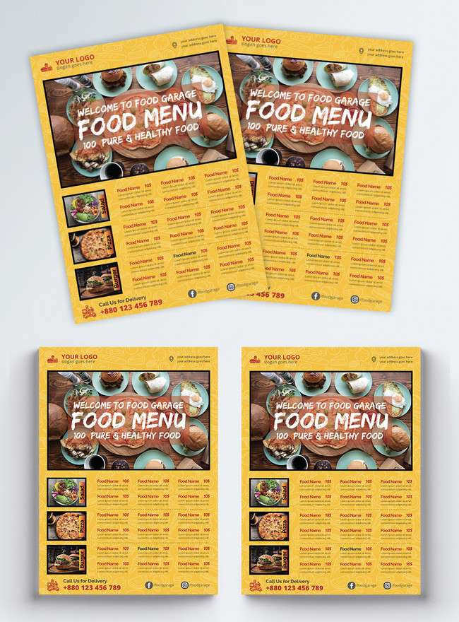 Yellow Concise Helthy Food Menu Template, business menu, scratch cards menu, yellow menu
