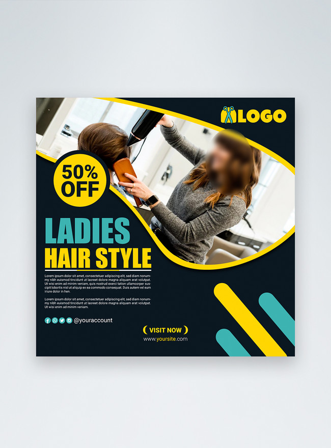 Creative ladies hair style promotion social media post template  image_picture free download 