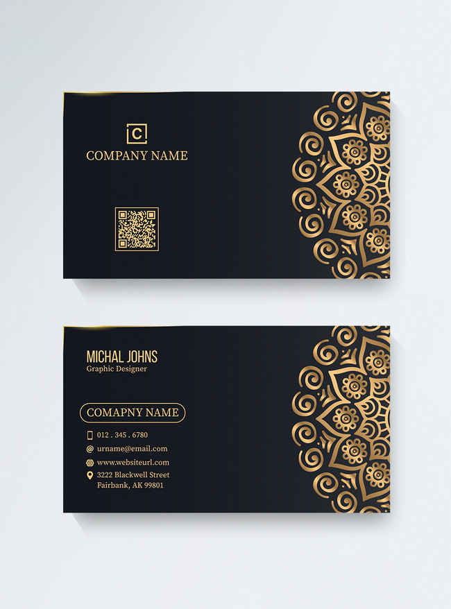 Golden luxury mandala business card template image_picture free ...