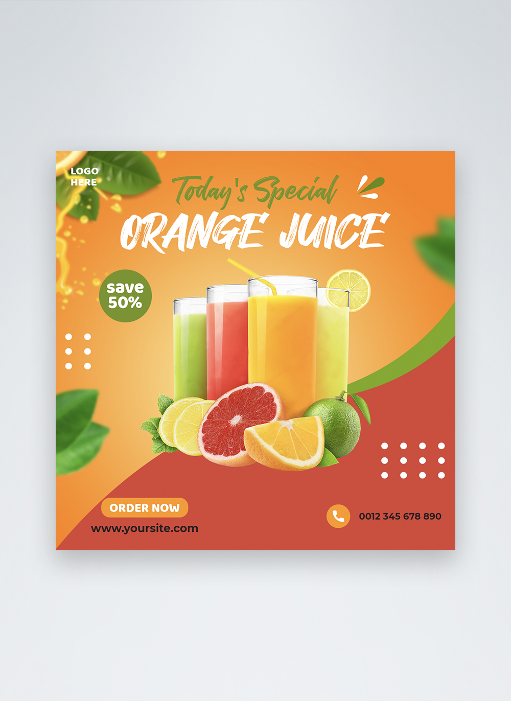 Fresh special orange juice discount social media post template image ...