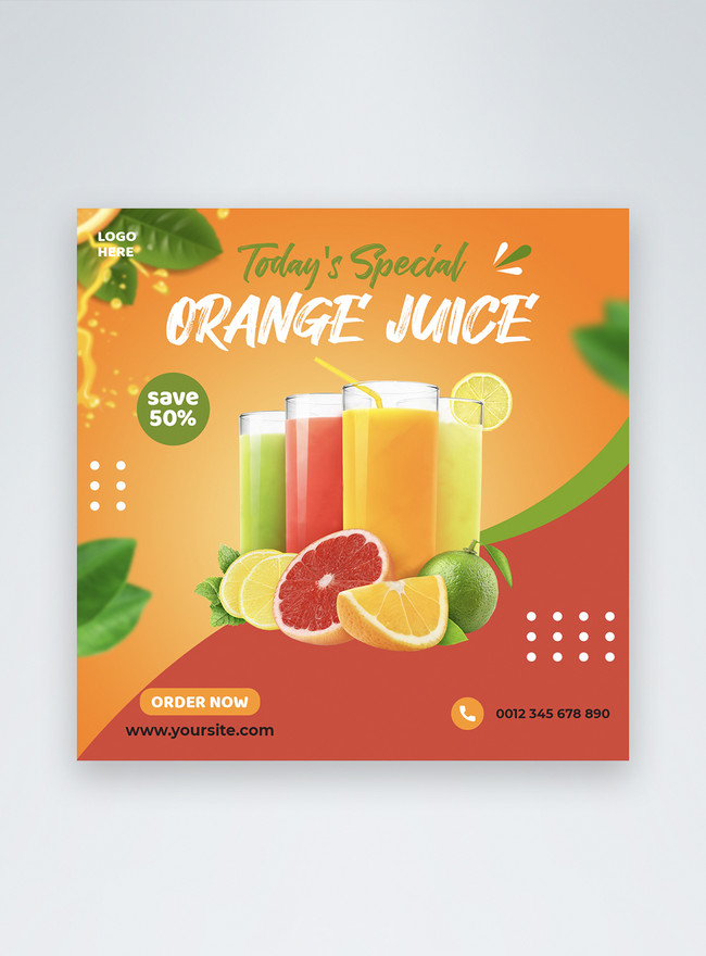 Fresh special orange juice discount social media post template image ...