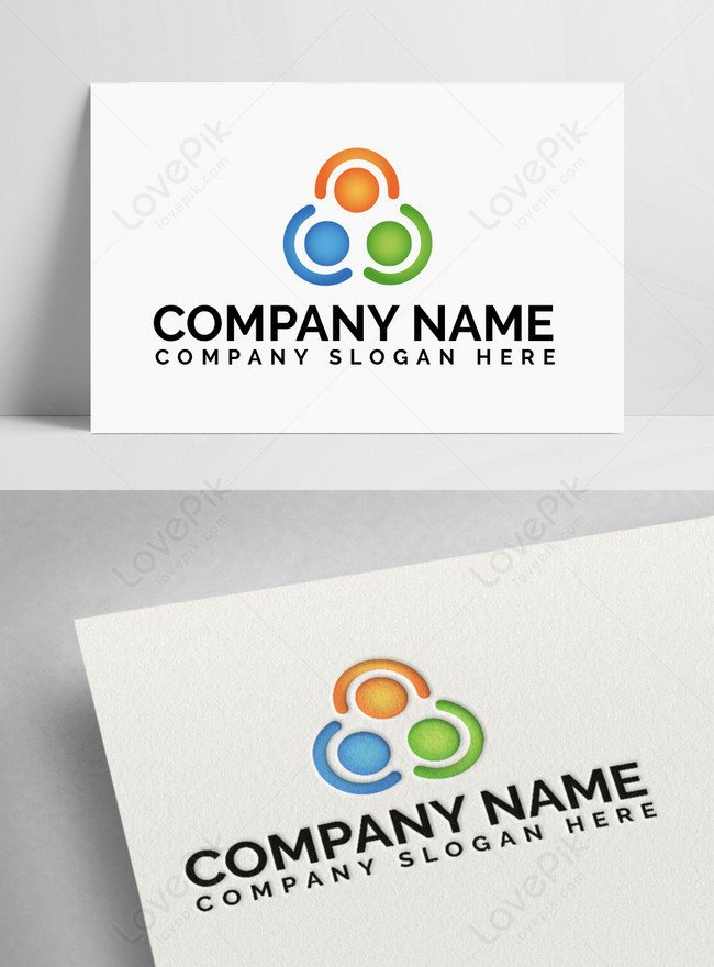 Multicolor Group Work Business Logo Template, blue logo, orange logo, green logo
