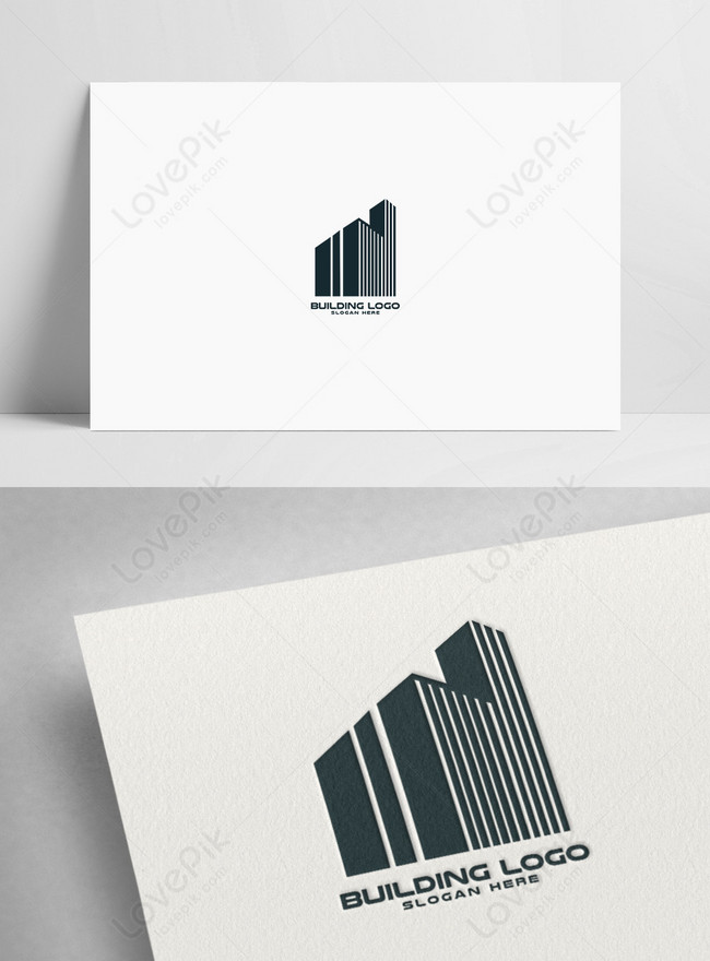 Black Modern Building Logo Template, architect logo, house building logo, skyscraper logo