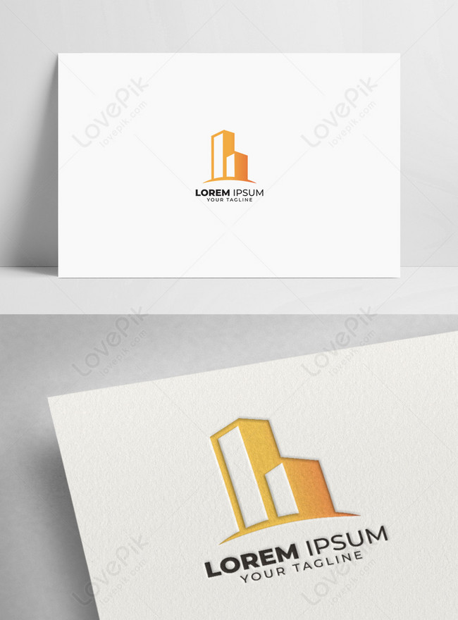 Yellow Minimalist Real Estate Logo Template, brand logo, business logo, corporate logo