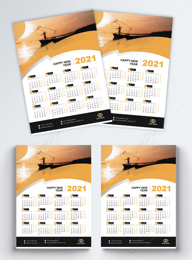 желтый современный 2021 настенный календарь изображение_Фото номер  450035791_EPS Формат изображения_ru.lovepik.com