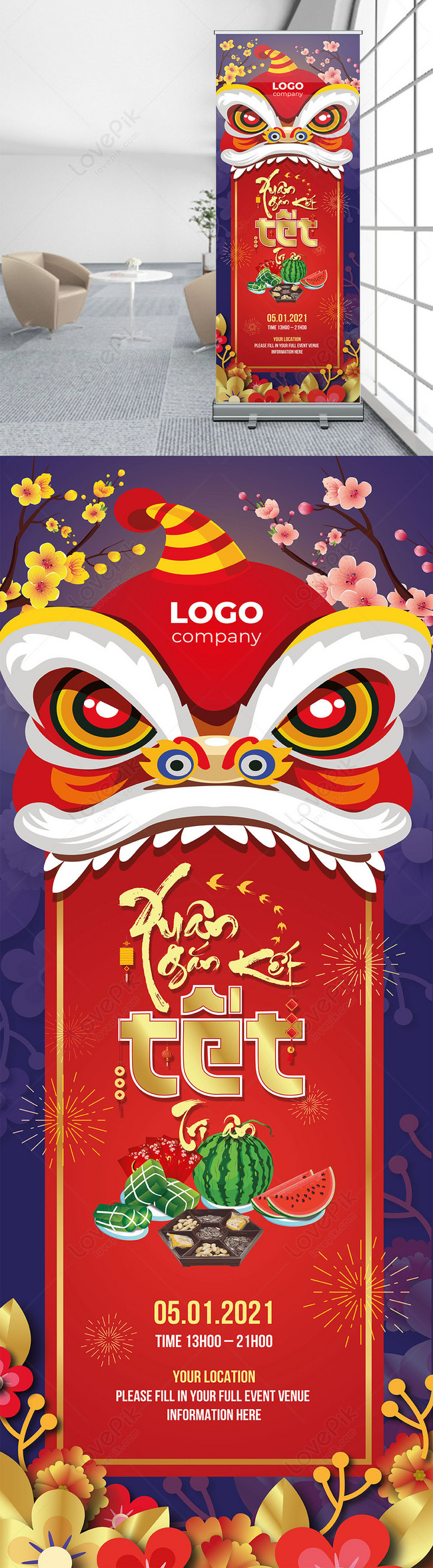 Red Vietnam Lunar New Year Rollup Banner Template Image Picture Free Download Lovepik Com