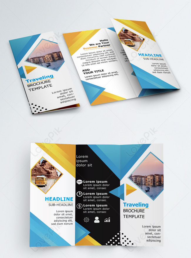 Yellow and blue modern tri-fold brochure template image_picture free ...