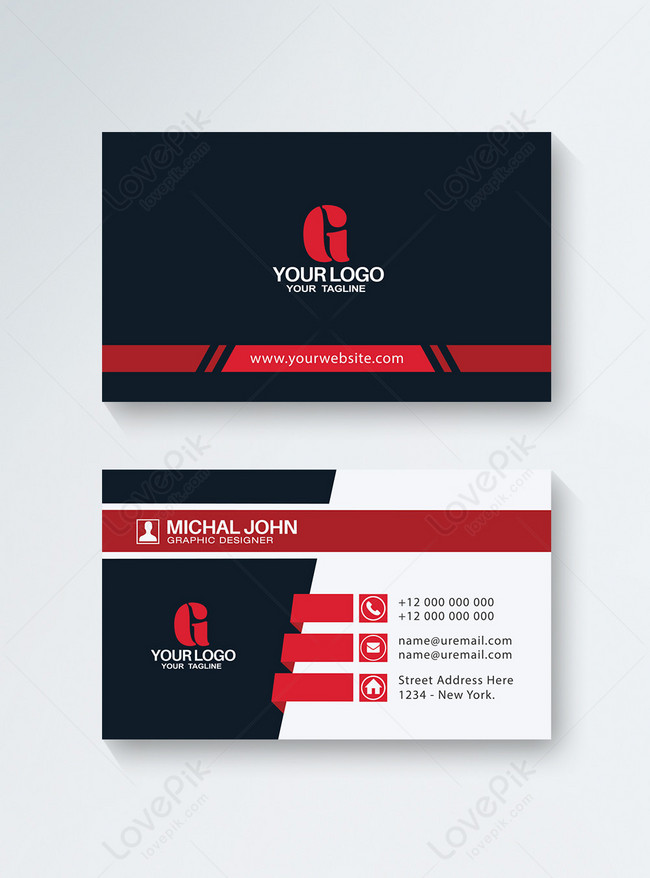 Modern red and black business card template image_picture free download  