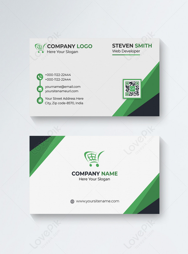 Green and white business card template image_picture free download  