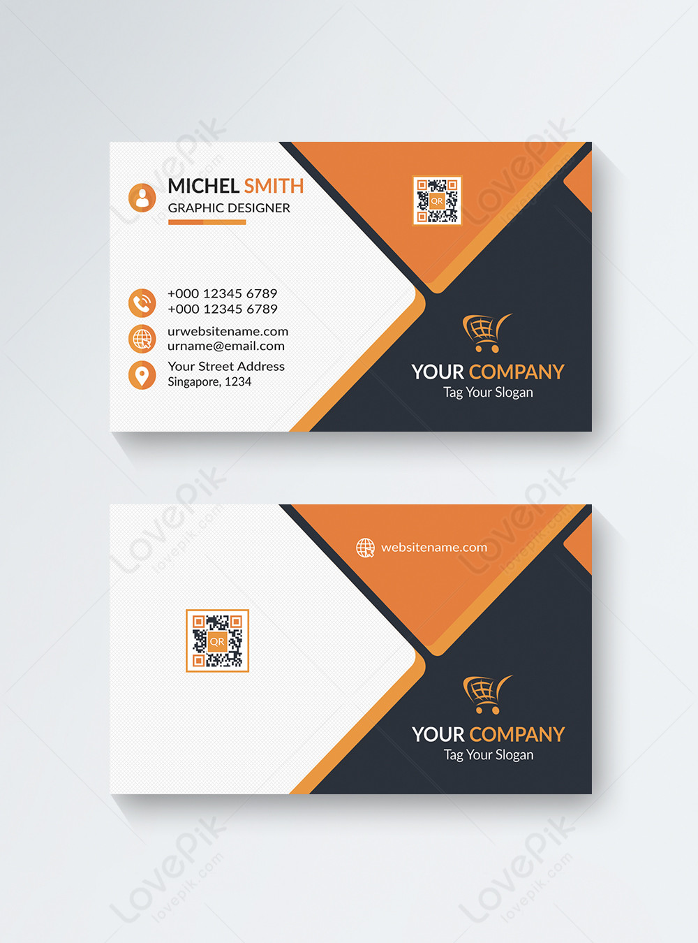 Orange and black business card template image_picture free download ...