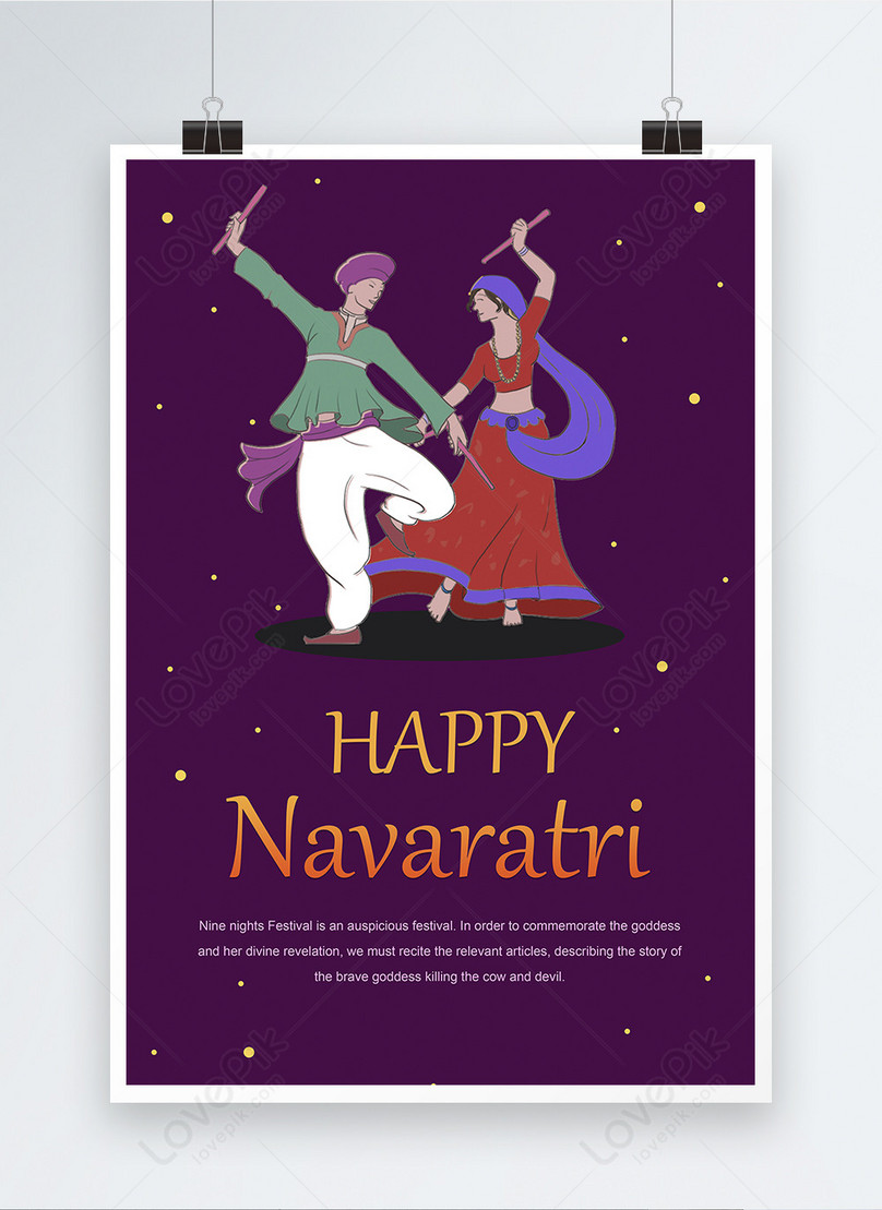 Cartoon happy navratri poster template image_picture free download  